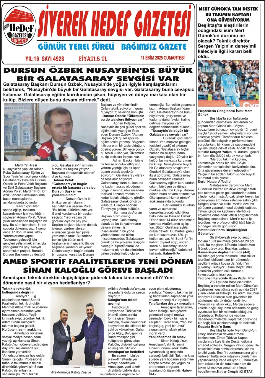 11.10.2025 Tarihli Gazetemiz