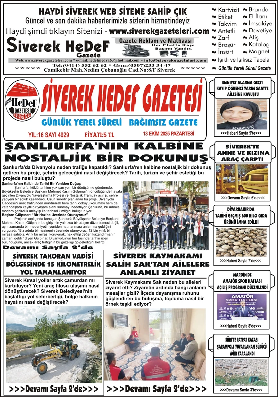 13.10.2025 Tarihli Gazetemiz