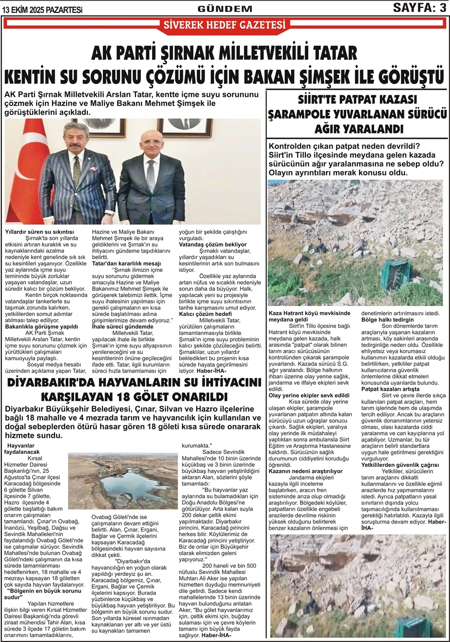 13.10.2025 Tarihli Gazetemiz