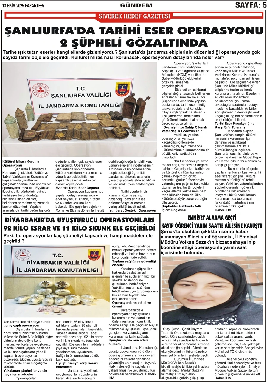 13.10.2025 Tarihli Gazetemiz