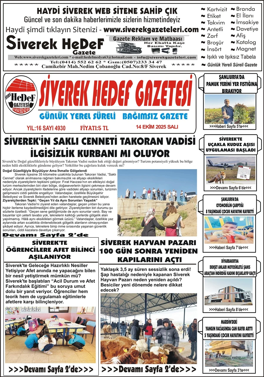 14.10.2025 Tarihli Gazetemiz