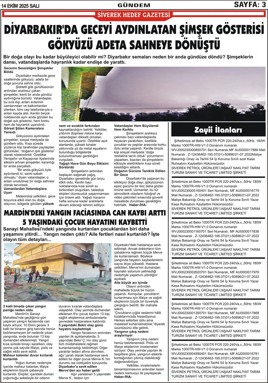 14.10.2025 Tarihli Gazetemiz