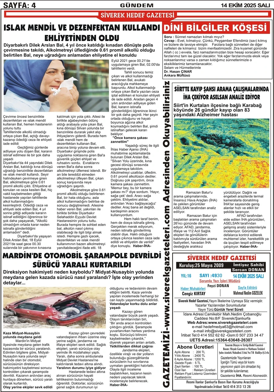 14.10.2025 Tarihli Gazetemiz