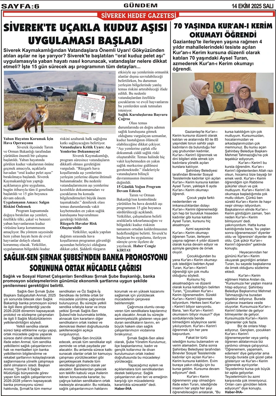 14.10.2025 Tarihli Gazetemiz