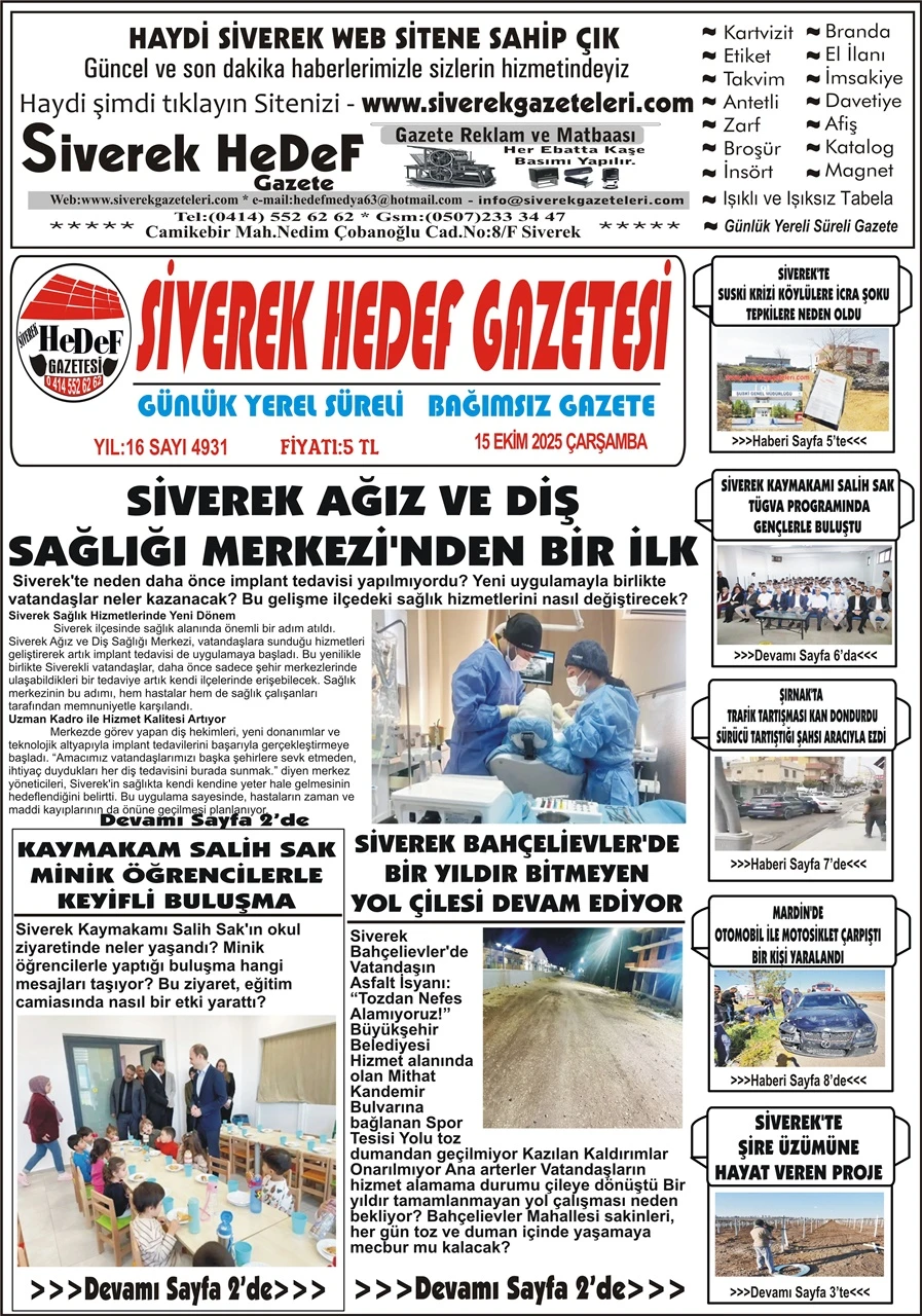 15.10.2025 Tarihli Gazetemiz