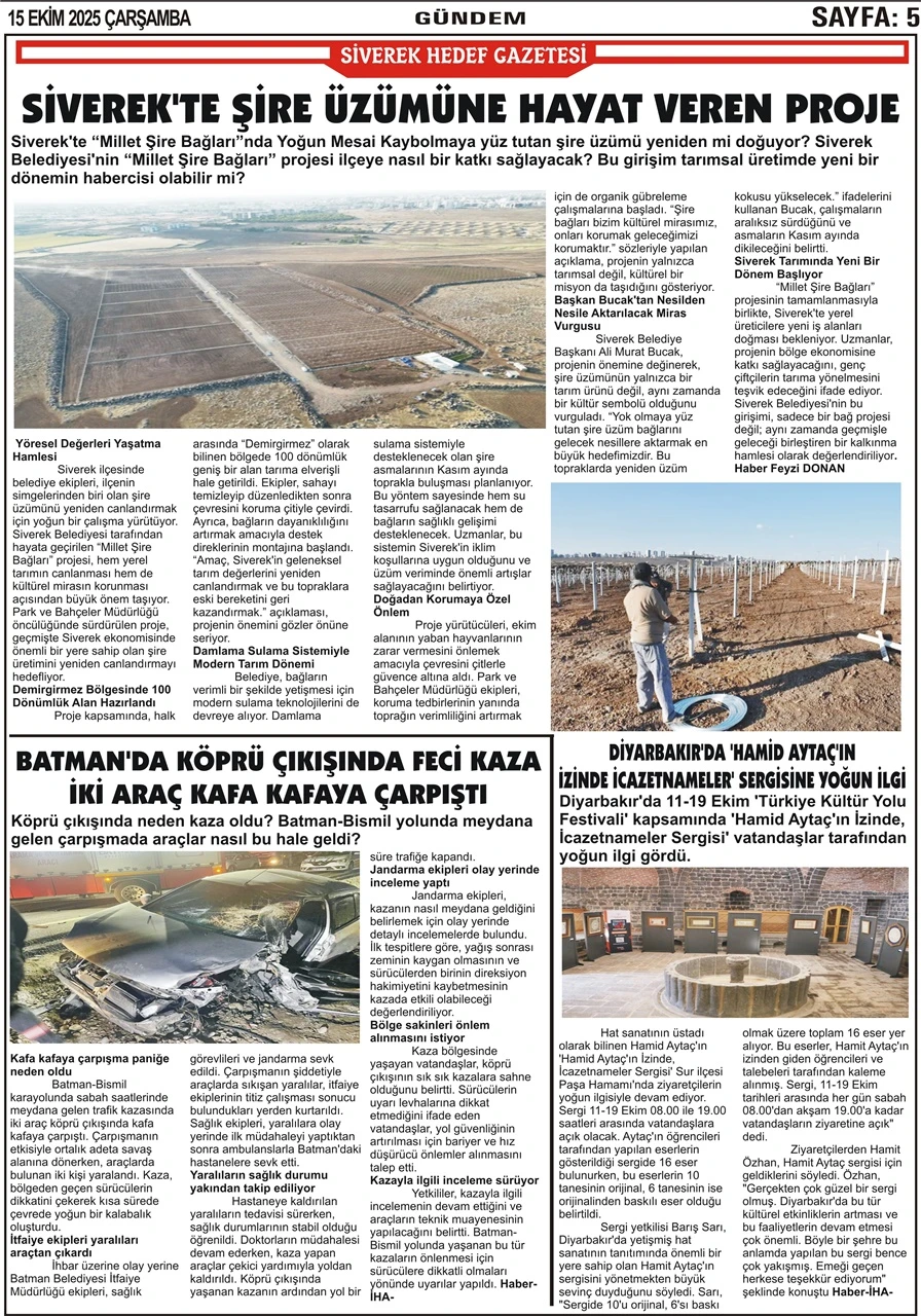 15.10.2025 Tarihli Gazetemiz