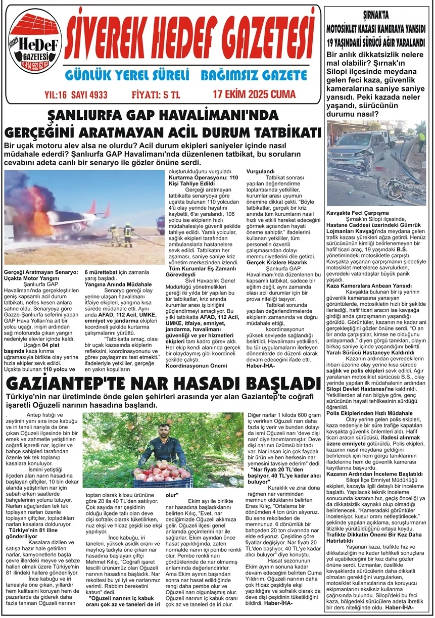 17.10.2025 Tarihli Gazetemiz