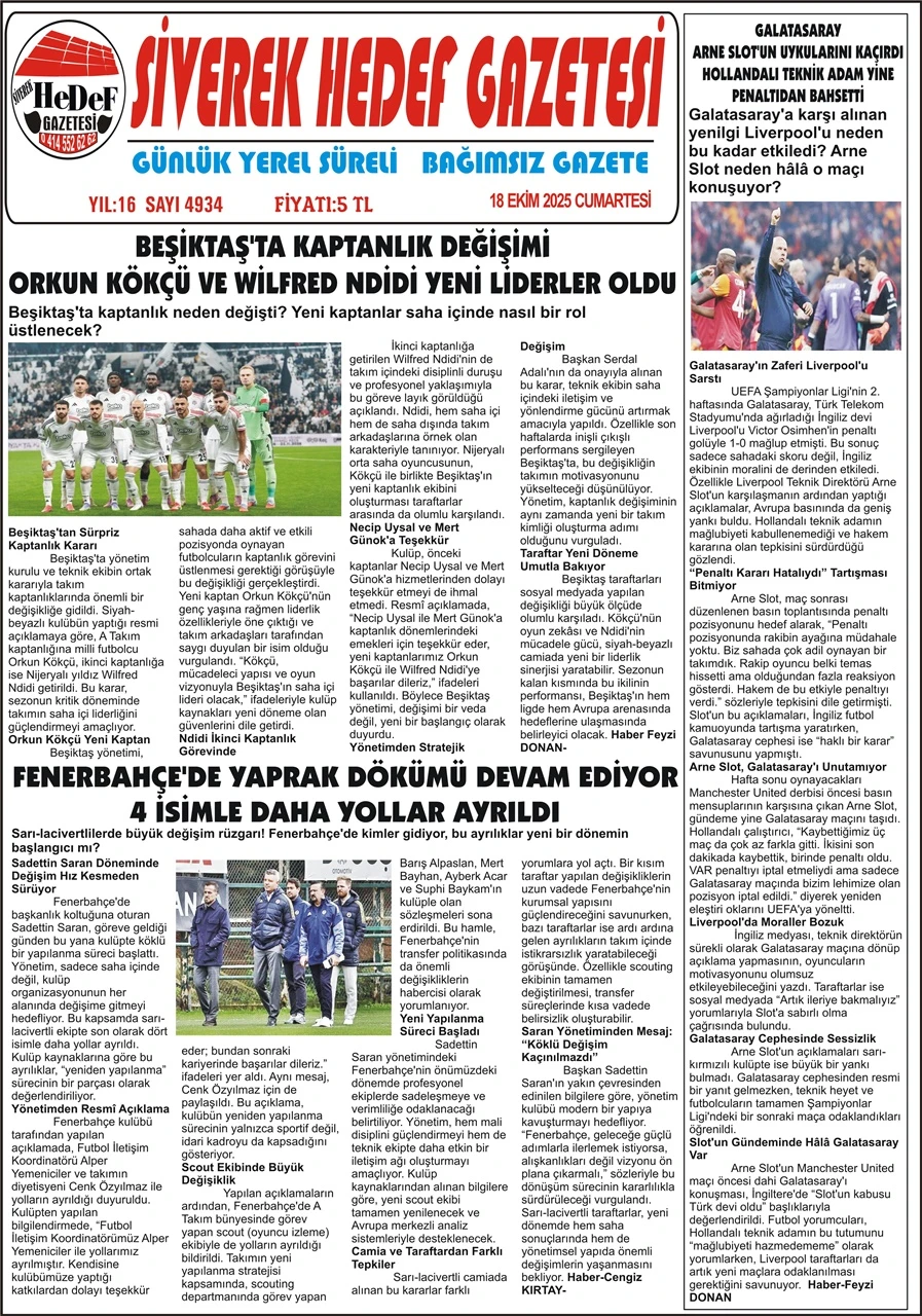 18.10.2025 Tarihli Gazetemiz