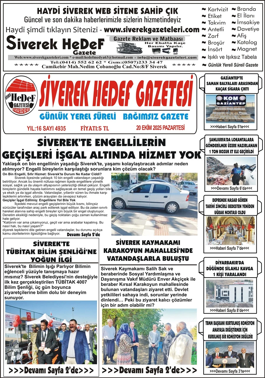 20.10.2025 Tarihli Gazetemiz