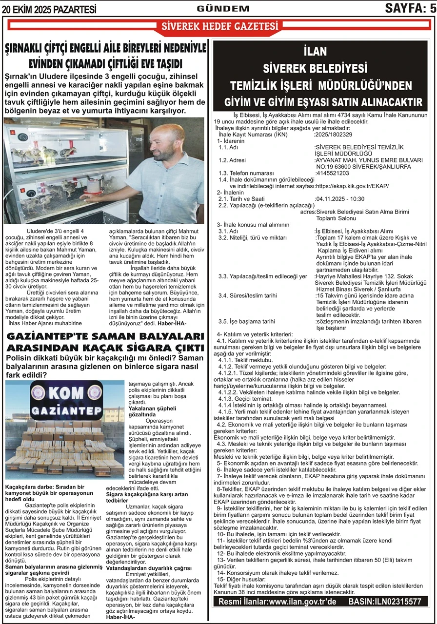 20.10.2025 Tarihli Gazetemiz
