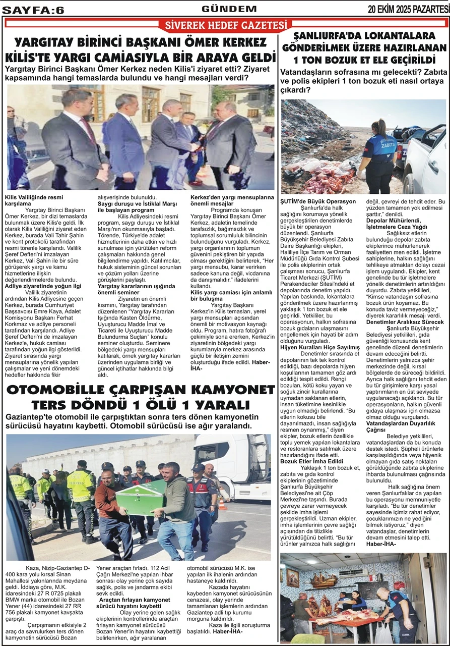 20.10.2025 Tarihli Gazetemiz