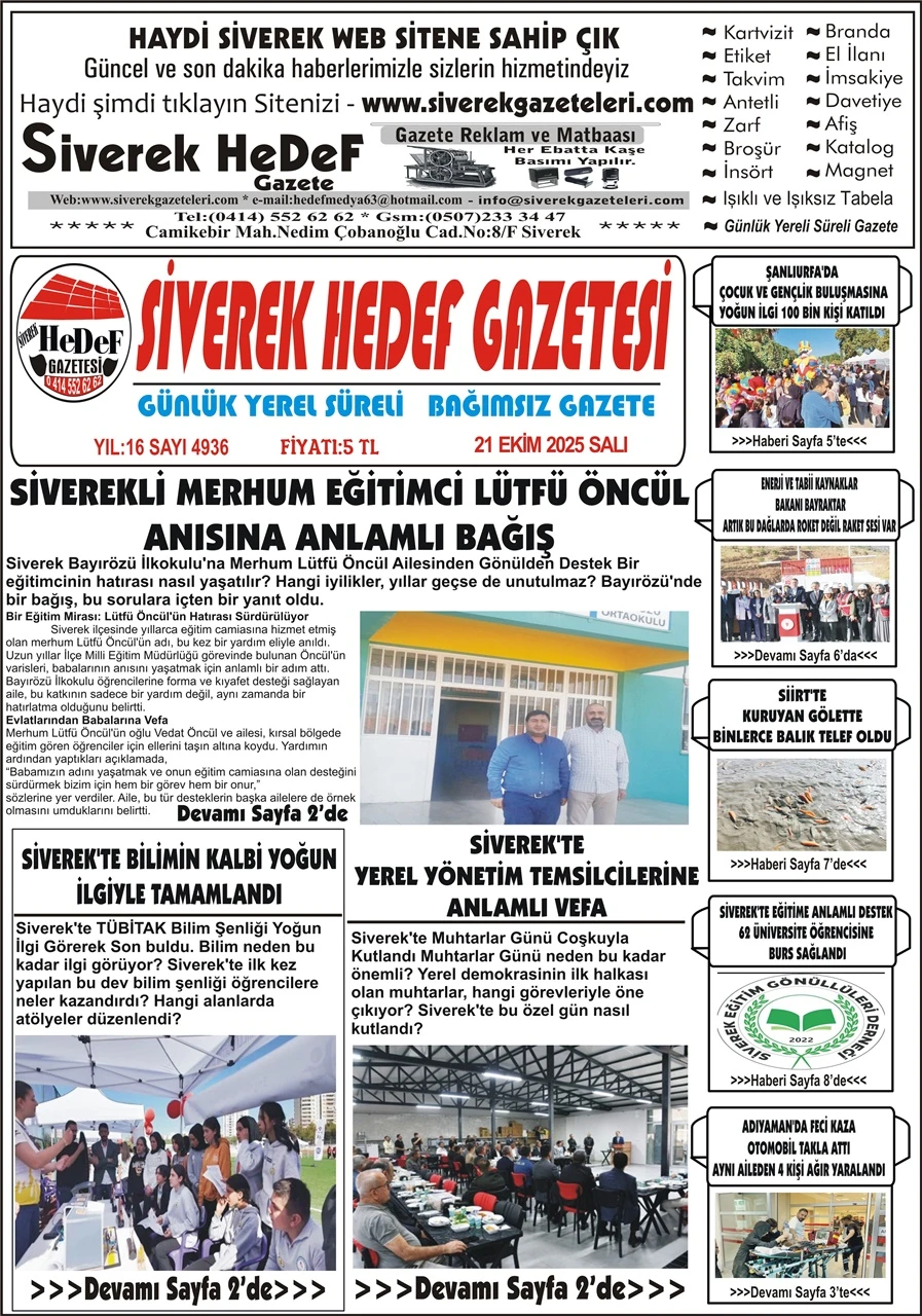 21.10.2025 Tarihli Gazetemiz