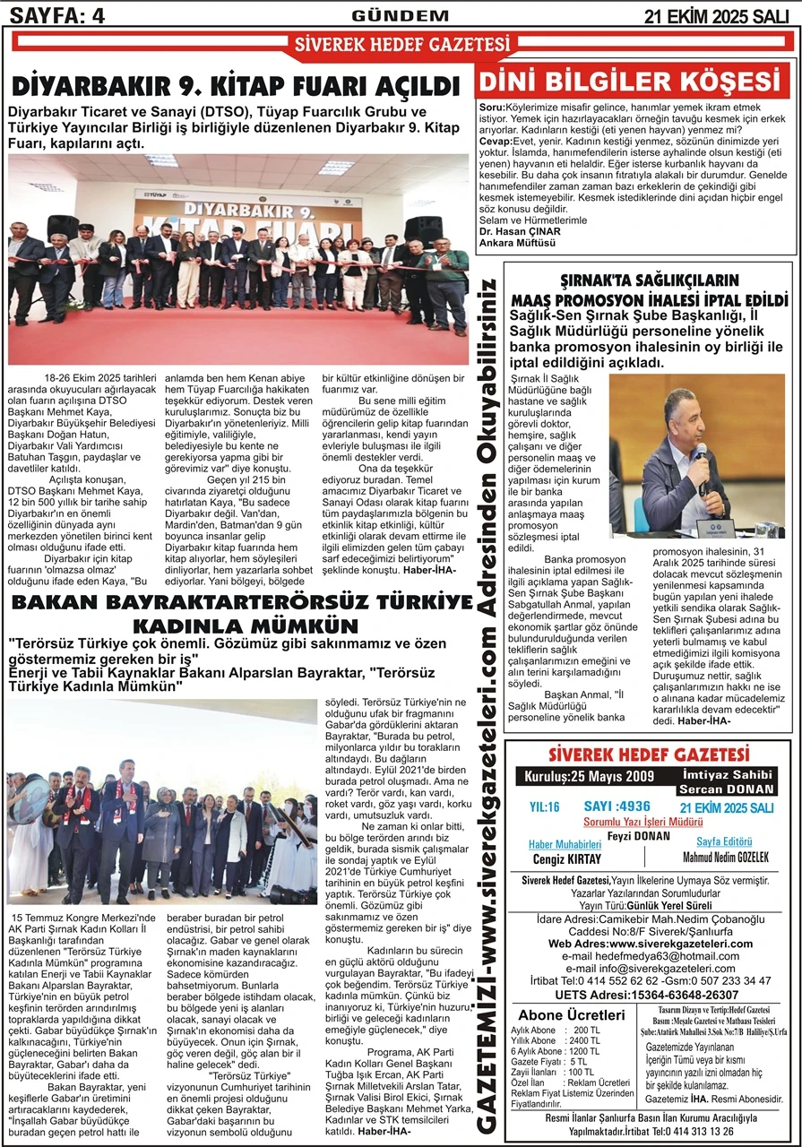 21.10.2025 Tarihli Gazetemiz