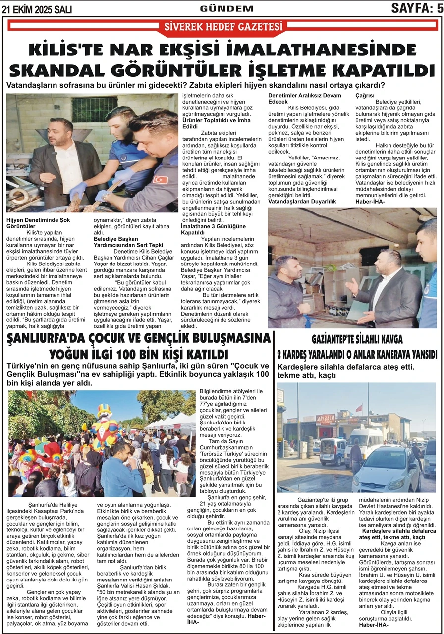 21.10.2025 Tarihli Gazetemiz