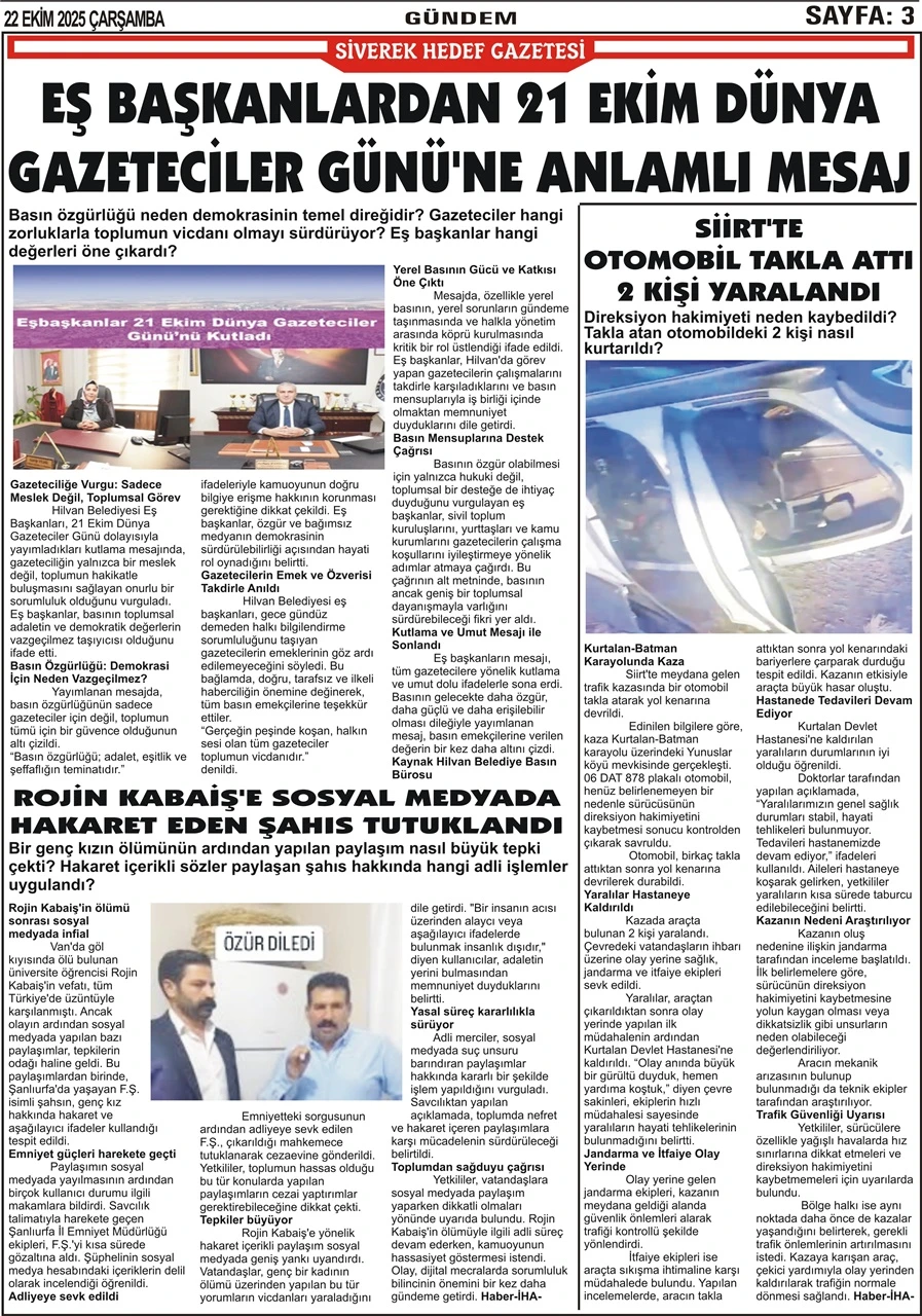 22.10.2025 Tarihli Gazetemiz