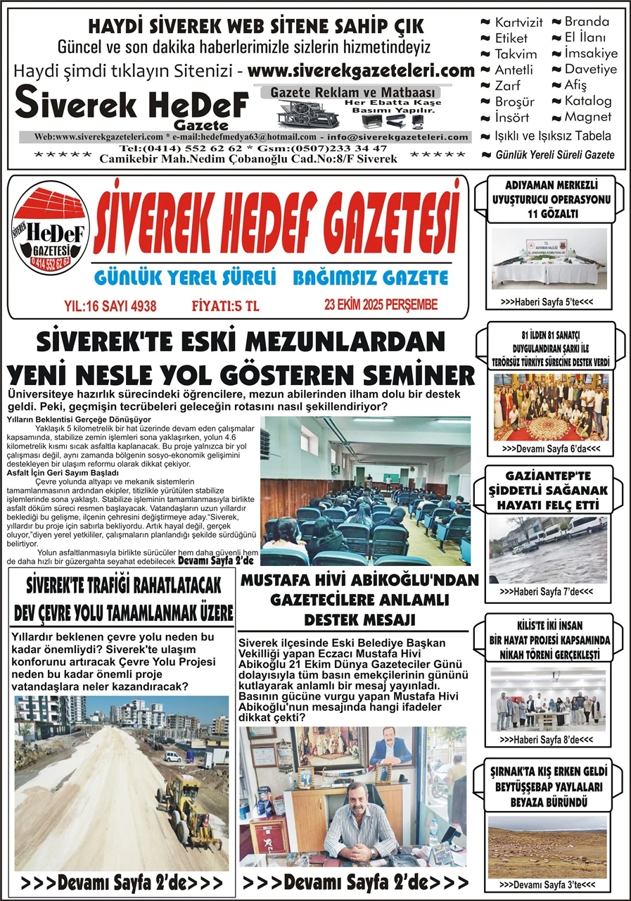23.10.2025 Tarihli Gazetemiz