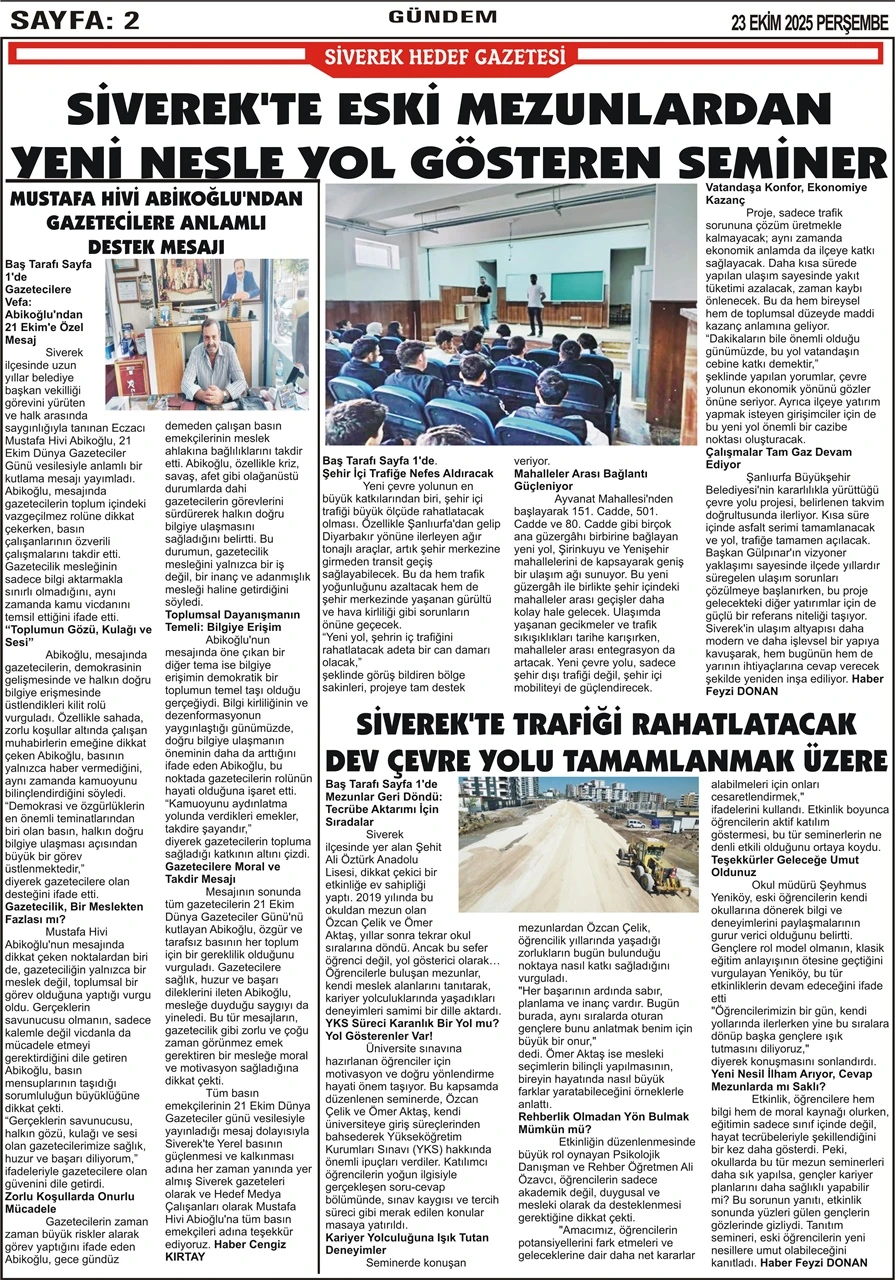 23.10.2025 Tarihli Gazetemiz