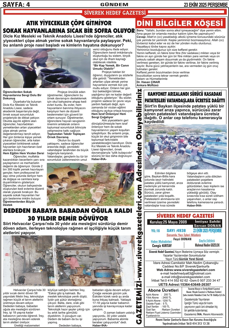 23.10.2025 Tarihli Gazetemiz