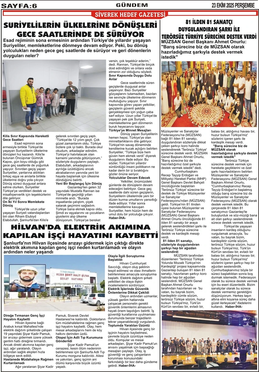 23.10.2025 Tarihli Gazetemiz