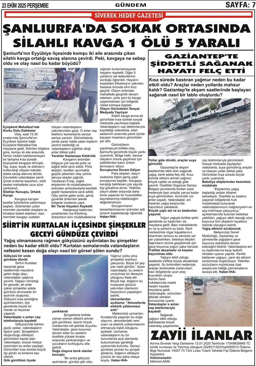 23.10.2025 Tarihli Gazetemiz