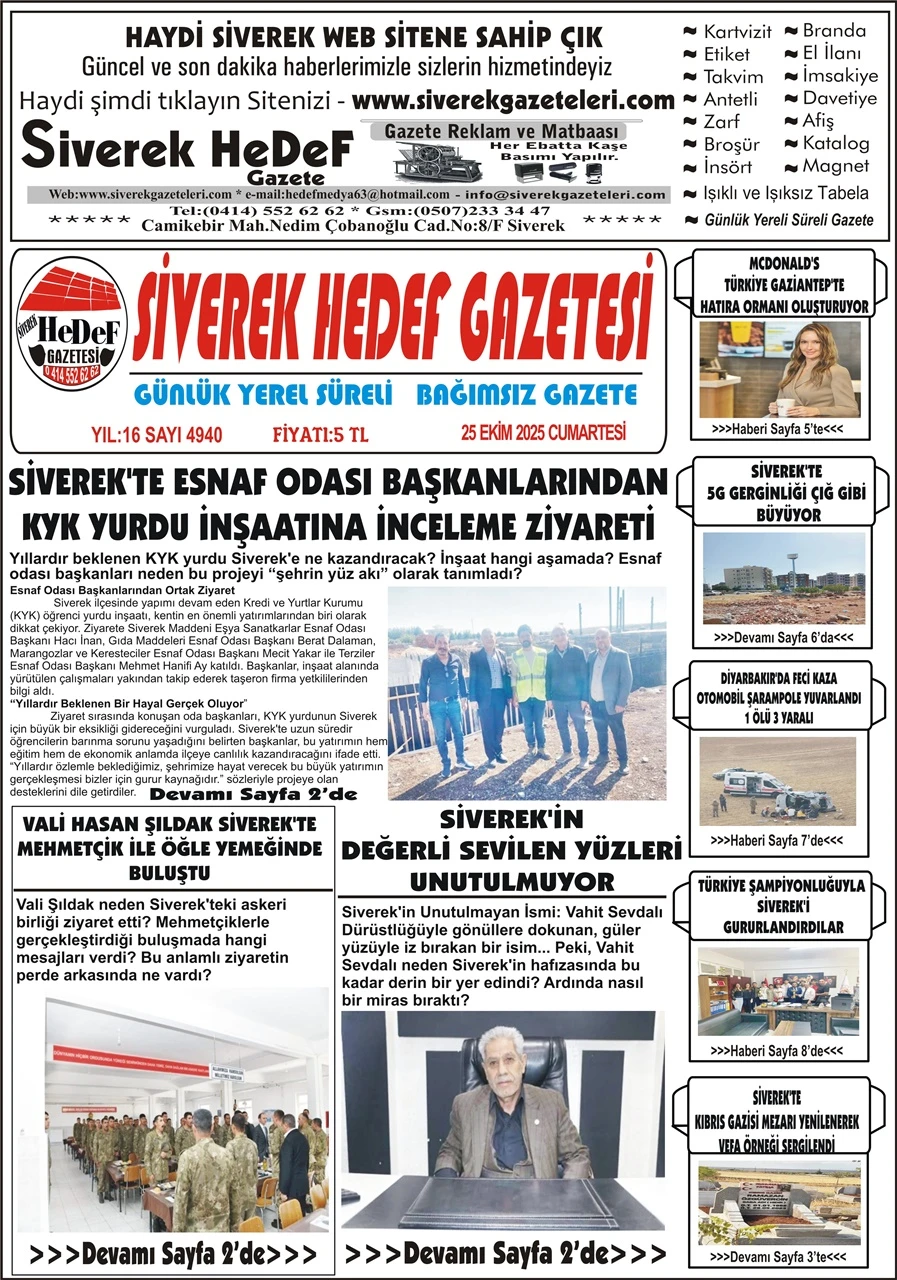 25.10.2025 Tarihli Gazetemiz