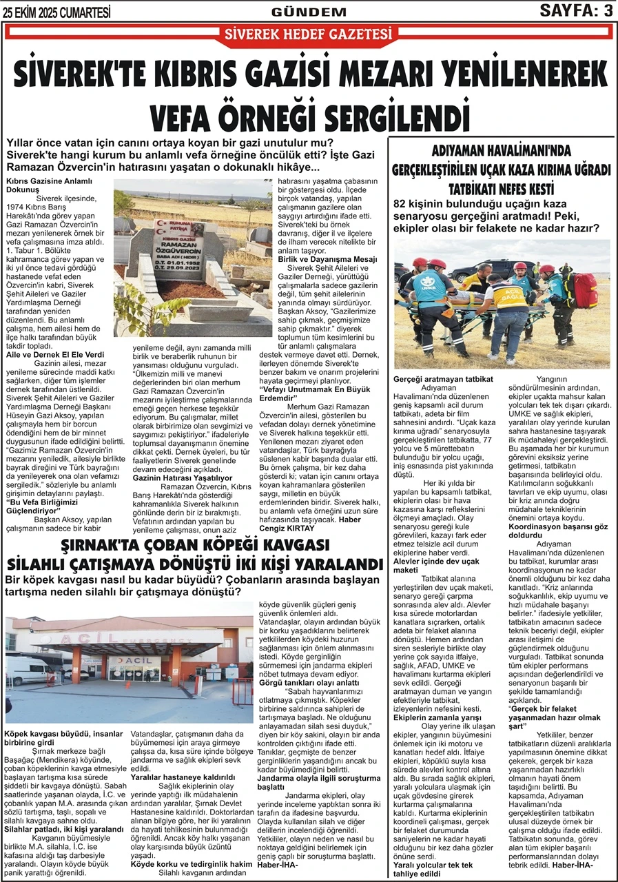 25.10.2025 Tarihli Gazetemiz