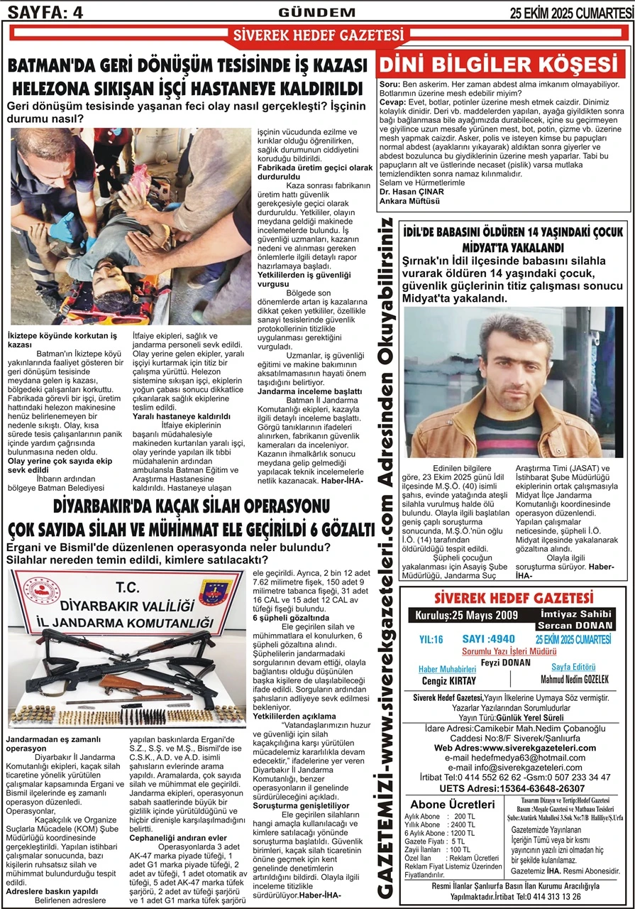 25.10.2025 Tarihli Gazetemiz