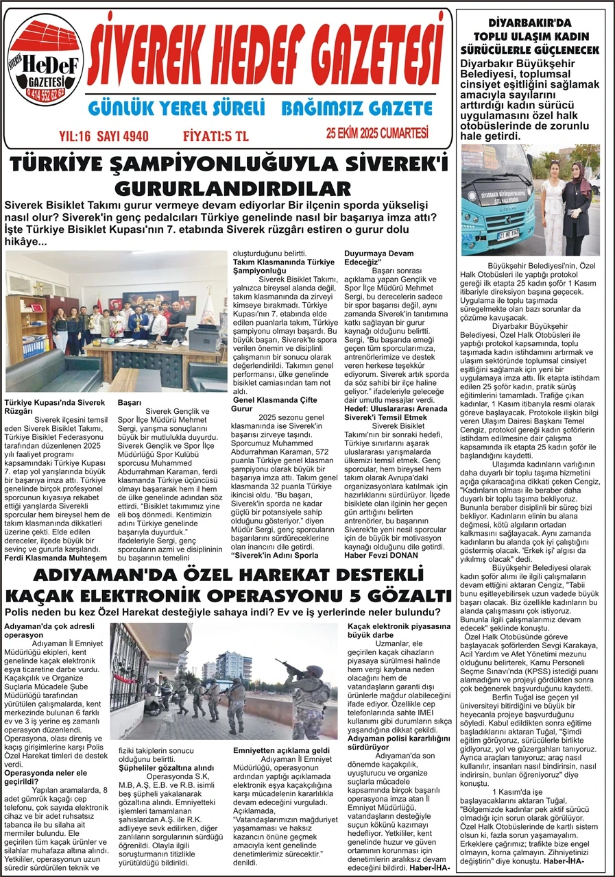 25.10.2025 Tarihli Gazetemiz