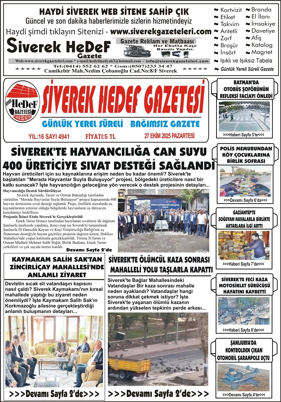 27.10.2025 Tarihli Gazetemiz