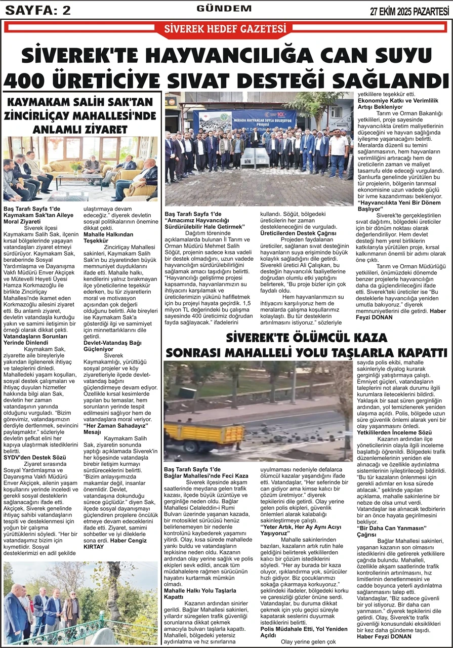 27.10.2025 Tarihli Gazetemiz