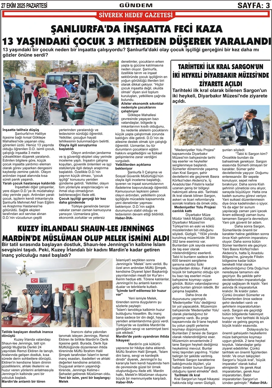 27.10.2025 Tarihli Gazetemiz