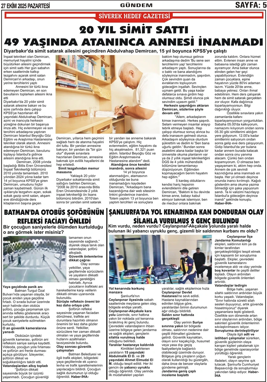 27.10.2025 Tarihli Gazetemiz