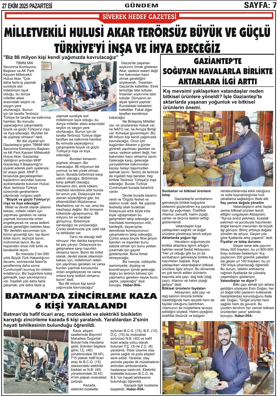 27.10.2025 Tarihli Gazetemiz