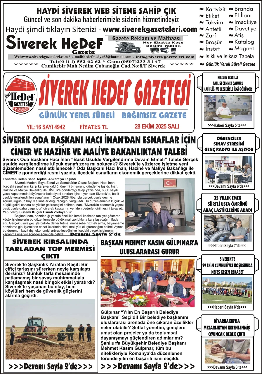 28.10.2025 Tarihli Gazetemiz