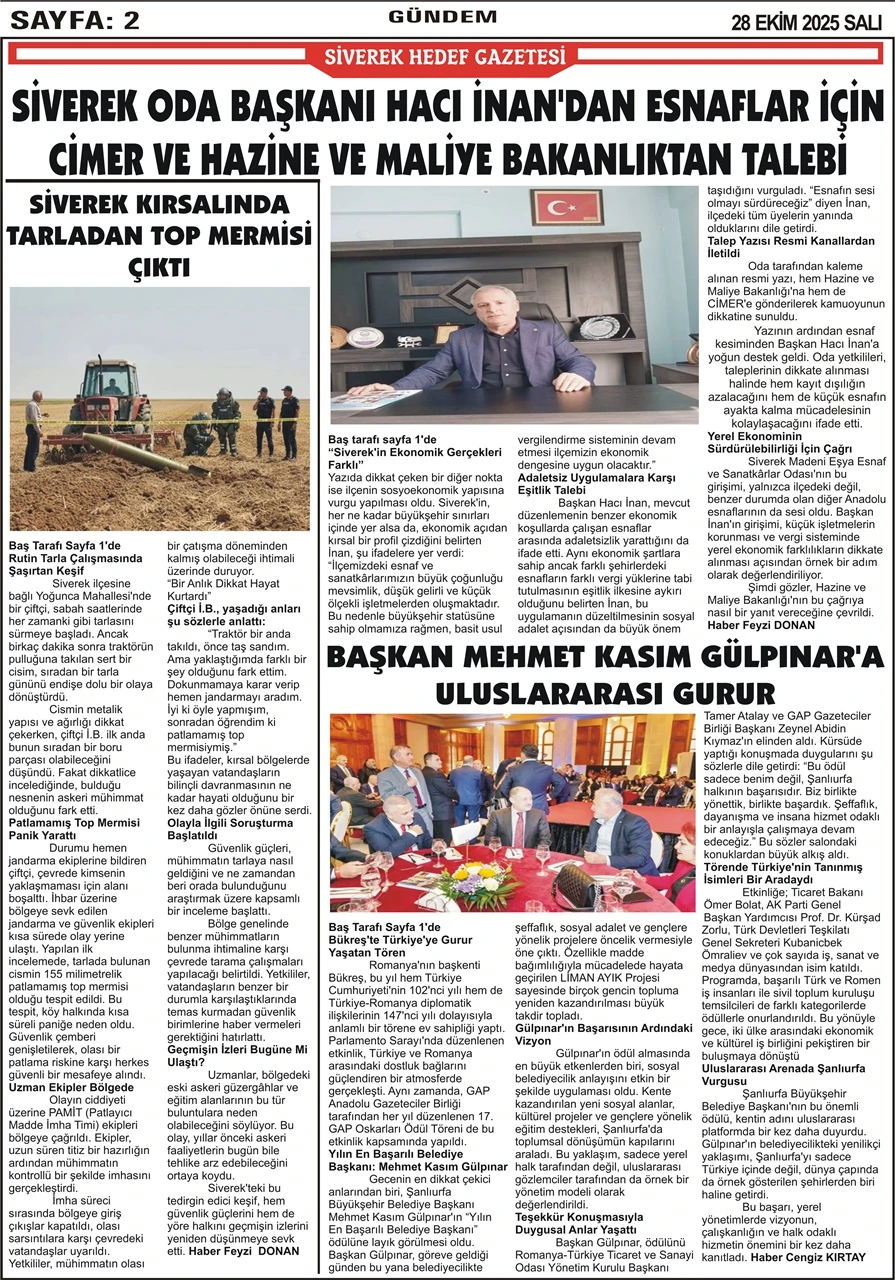 28.10.2025 Tarihli Gazetemiz