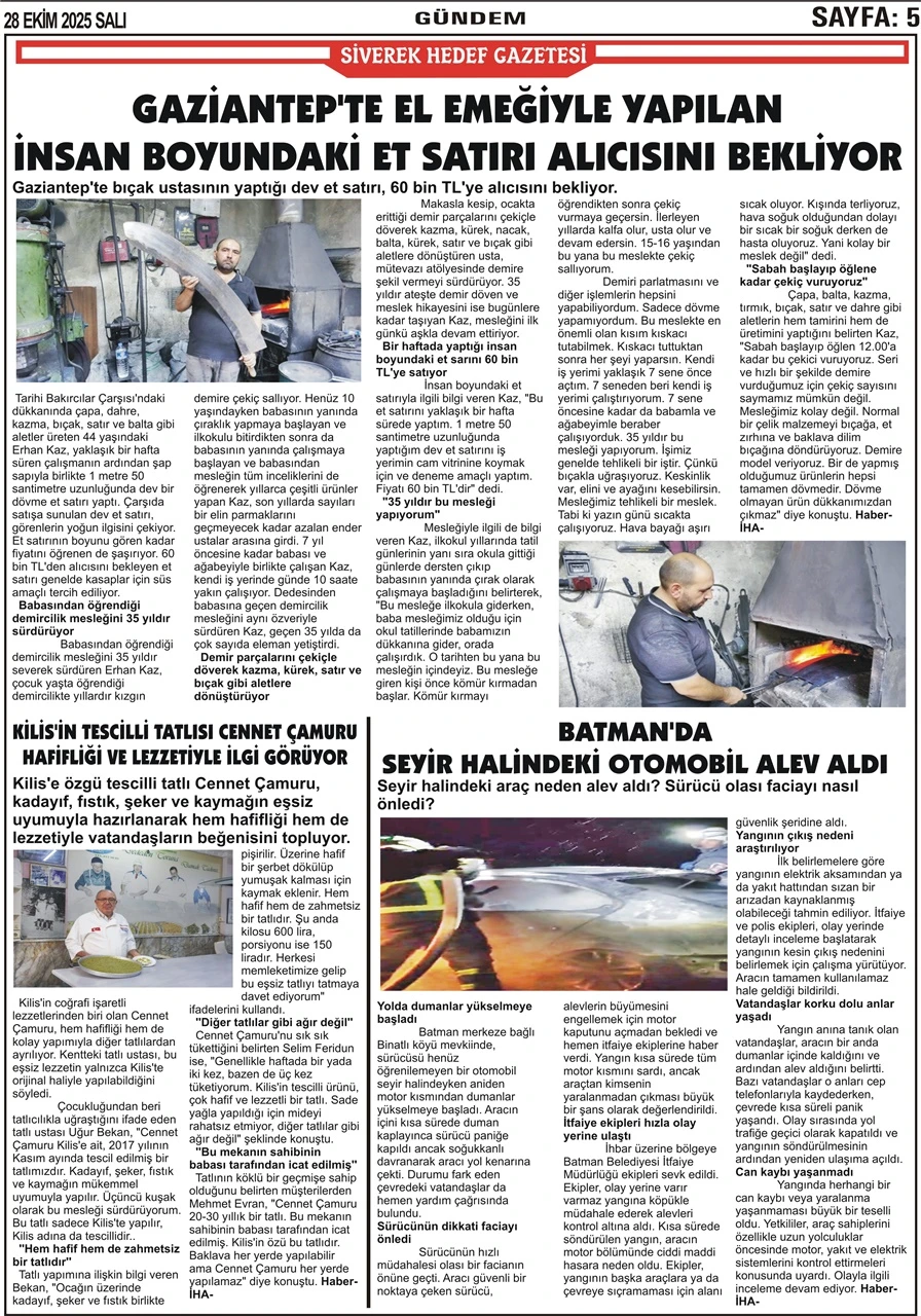 28.10.2025 Tarihli Gazetemiz
