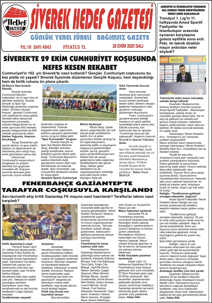 28.10.2025 Tarihli Gazetemiz