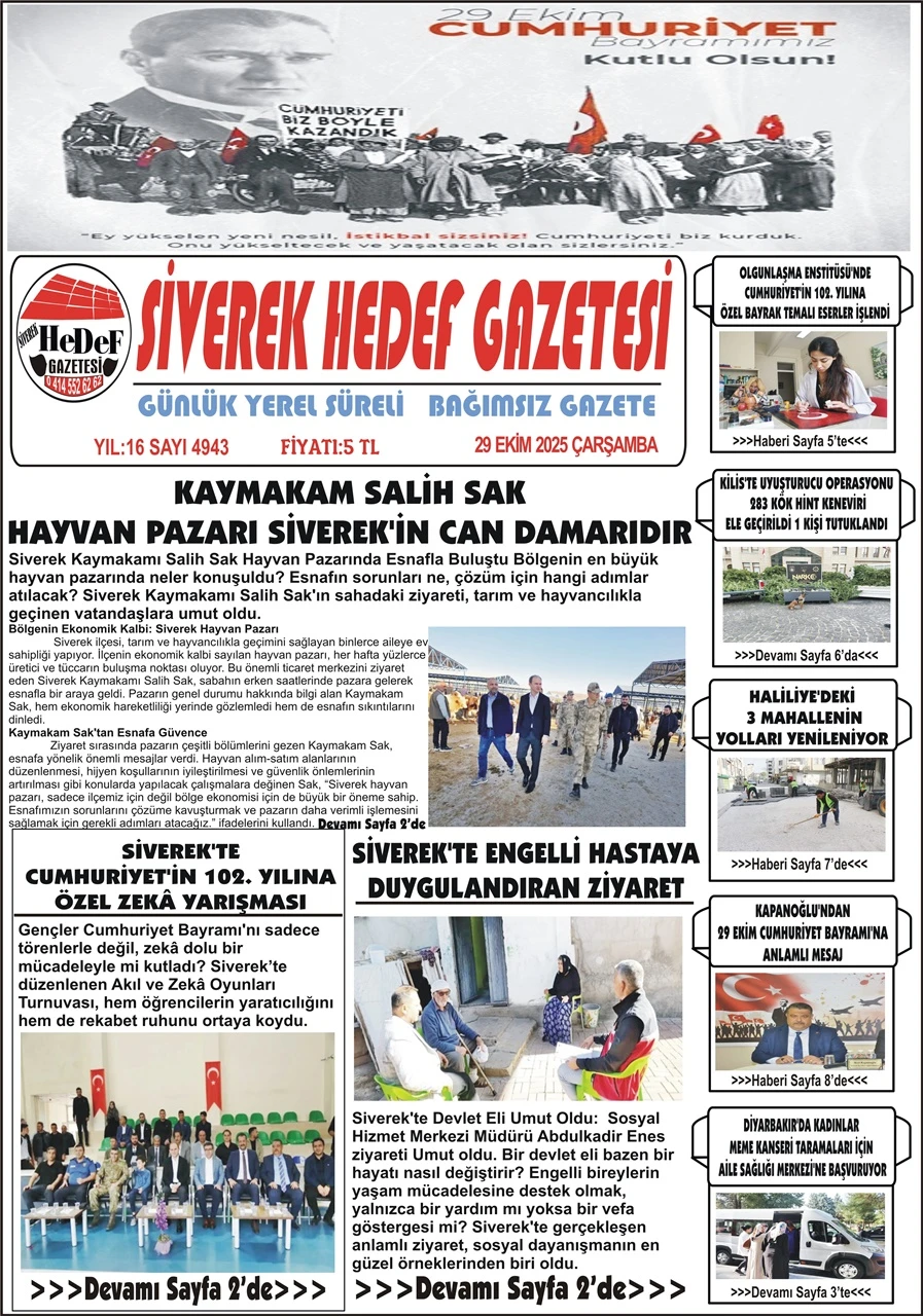 29.10.2025 Tarihli Gazetemiz