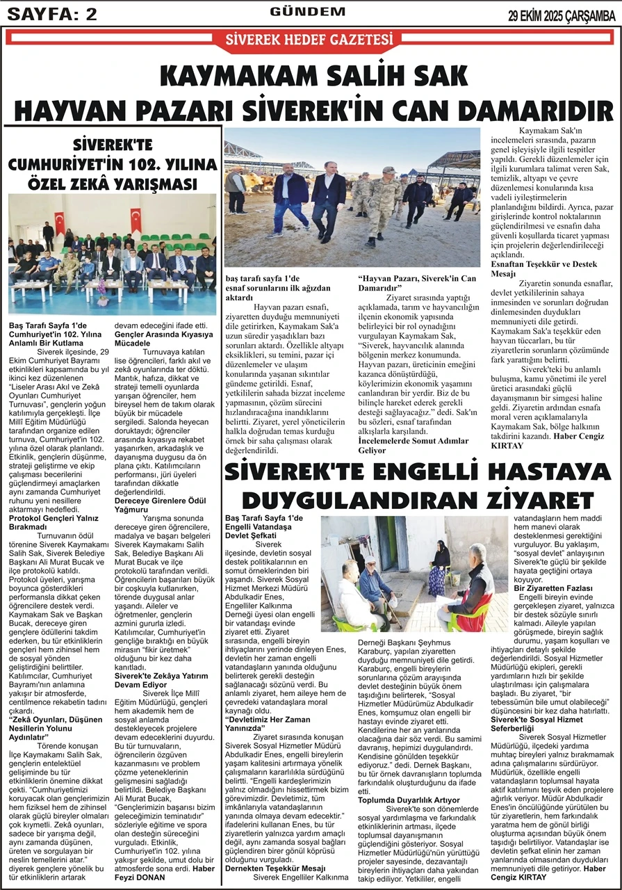 29.10.2025 Tarihli Gazetemiz