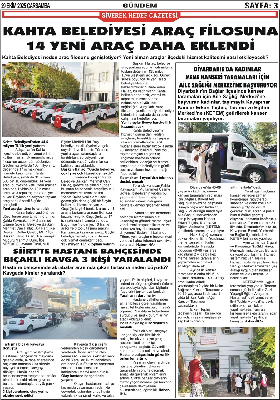 29.10.2025 Tarihli Gazetemiz