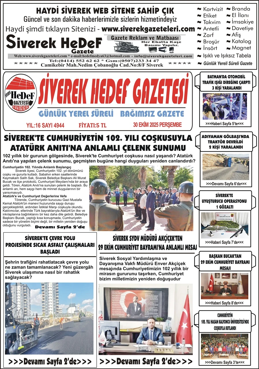 30.10.2025 Tarihli Gazetemiz