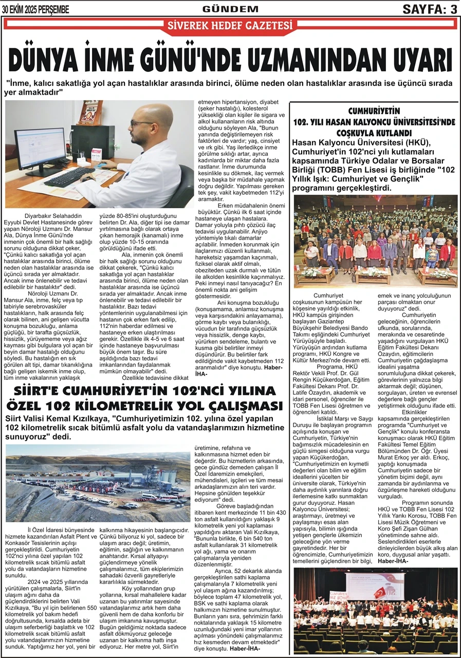 30.10.2025 Tarihli Gazetemiz