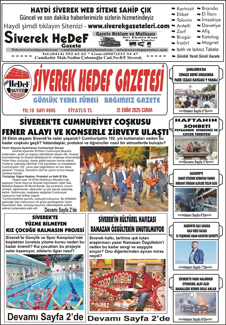 31.10.2025 Tarihli Gazetemiz