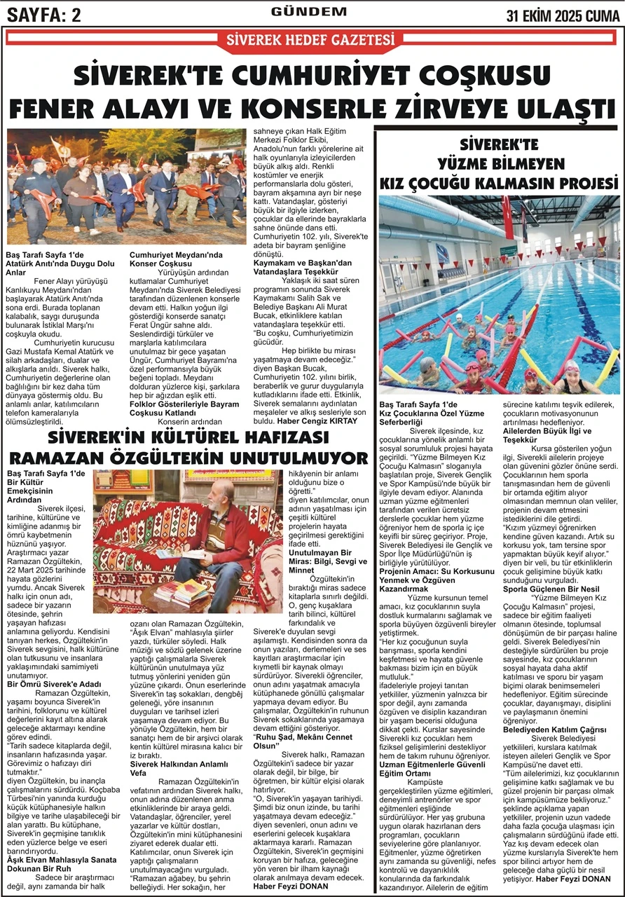 31.10.2025 Tarihli Gazetemiz