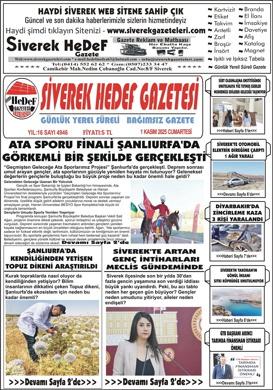 1.11.2025 Tarihli Gazetemiz