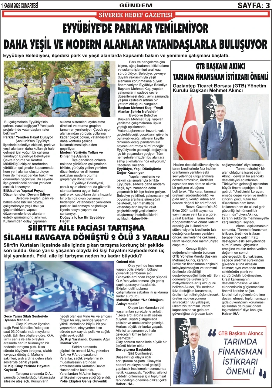 1.11.2025 Tarihli Gazetemiz
