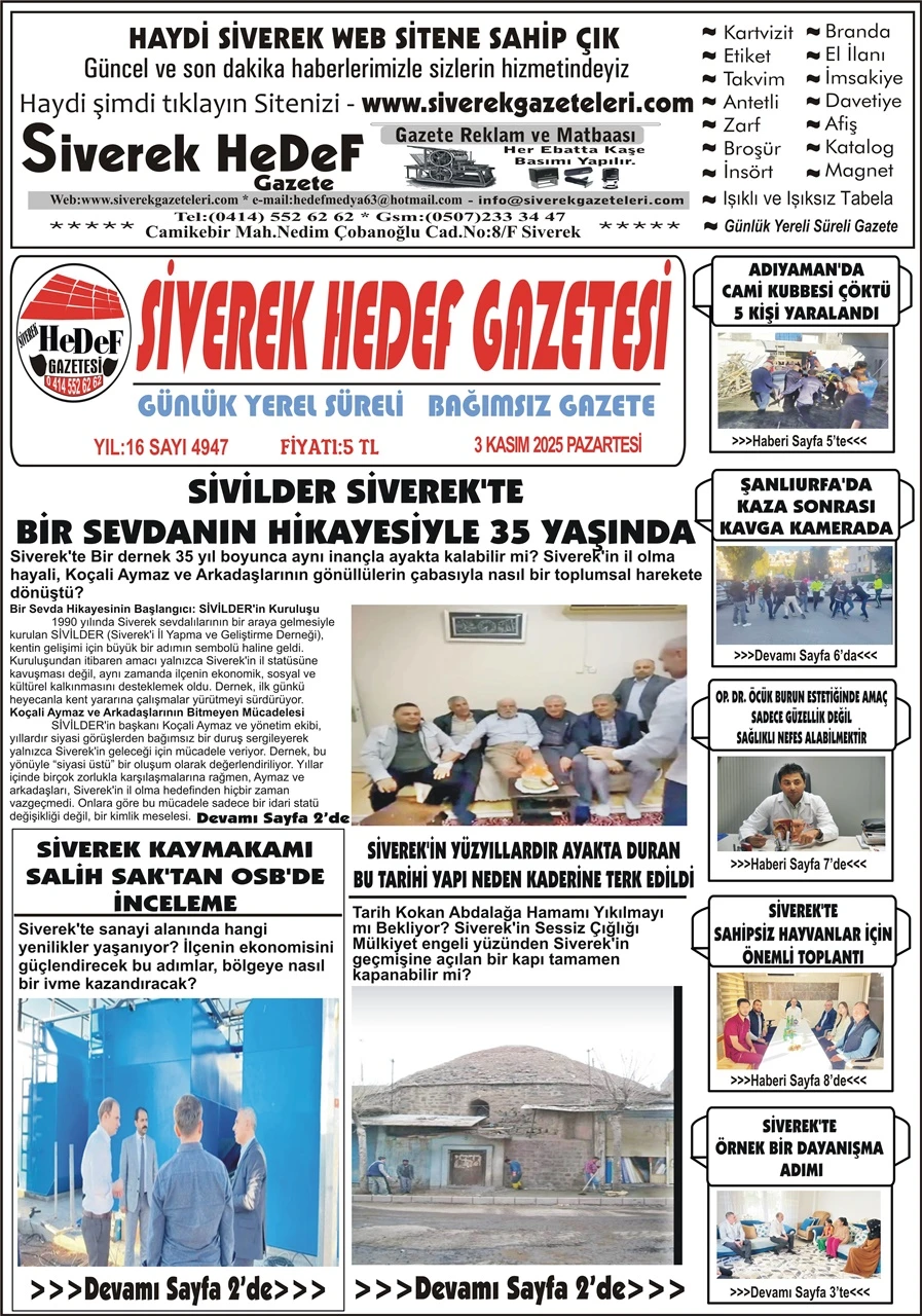 03.11.2025 Tarihli Gazetemiz