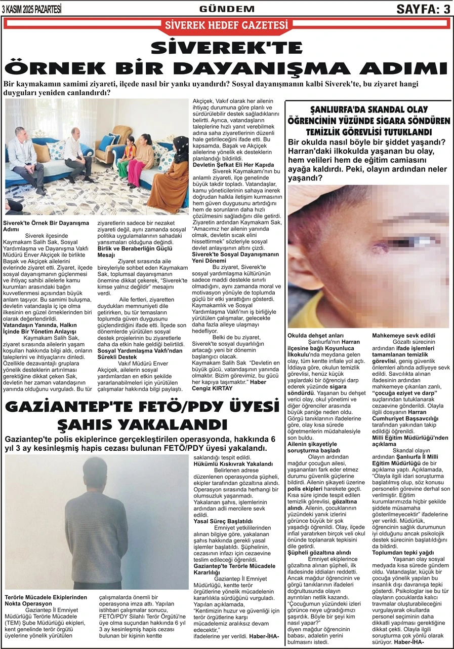 03.11.2025 Tarihli Gazetemiz