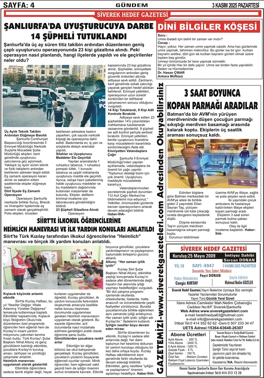 03.11.2025 Tarihli Gazetemiz