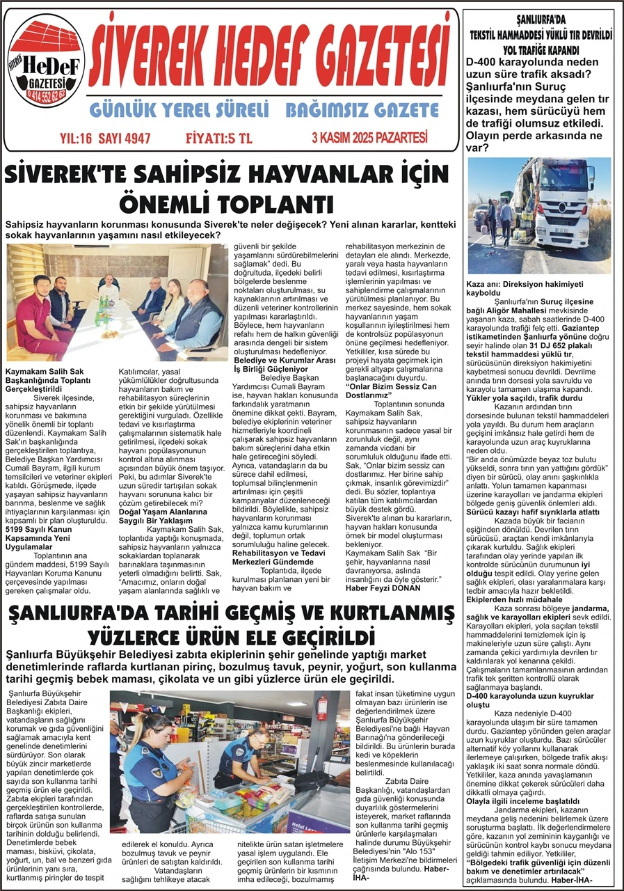 03.11.2025 Tarihli Gazetemiz